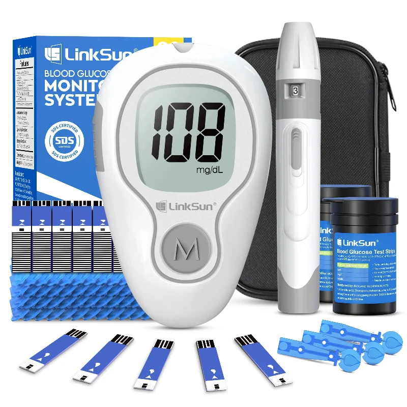 Contemporary LinkSun Blood Glucose Monitor Kit with Test Strips Lancing Device High-End