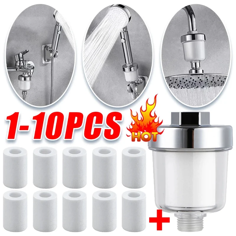 Fashionable Shower Head Water Filter with Replaceable Cartridge 1-10PCS Flexible