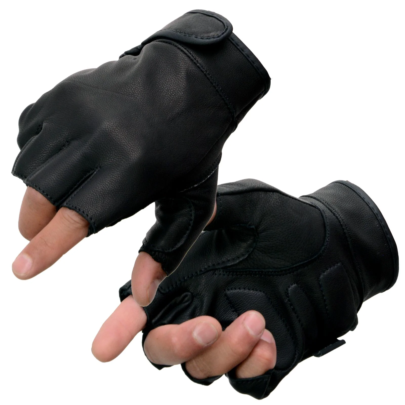 Trusted Milwaukee Leather MG7585 Men’s Black Leather Gel Padded Palm Fingerless Motorcycle Hand Gloves w Full Panel Cover Modern