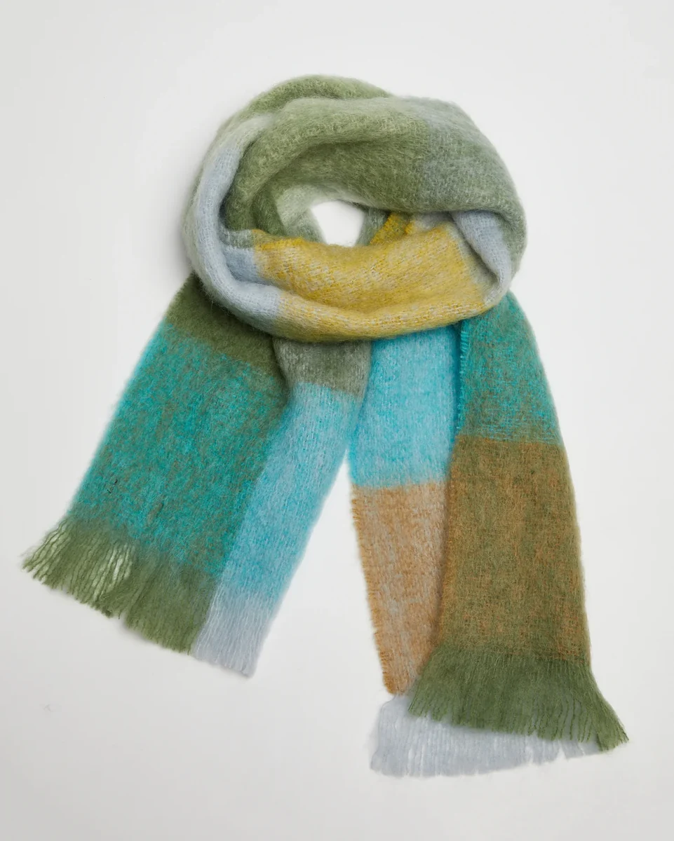 High-Quality Foxford Blue And Green Mohair Scarf Flexible