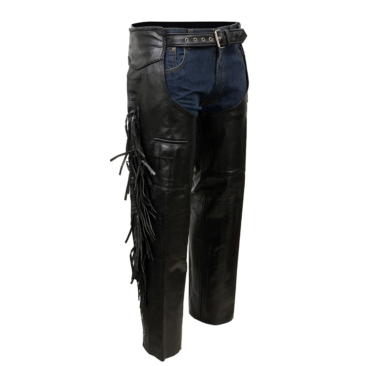 Excellent Milwaukee Leather ML1121N Men’s Black Classic ‘Braided’ Fringed Motorcycle Leather Chaps Elegant