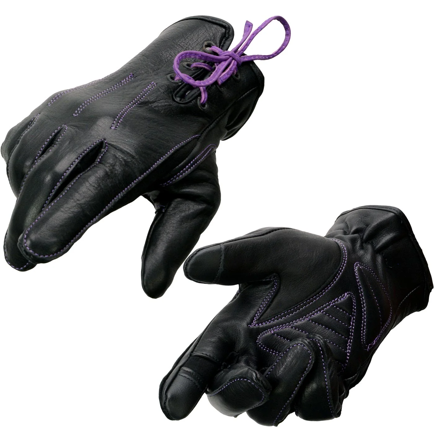 Effective Milwaukee Leather MG7771 Women’s Black Purple I – Touchscreen Compatible Laced Wrist Motorcycle Hand Gloves W Gel Palm Flexible