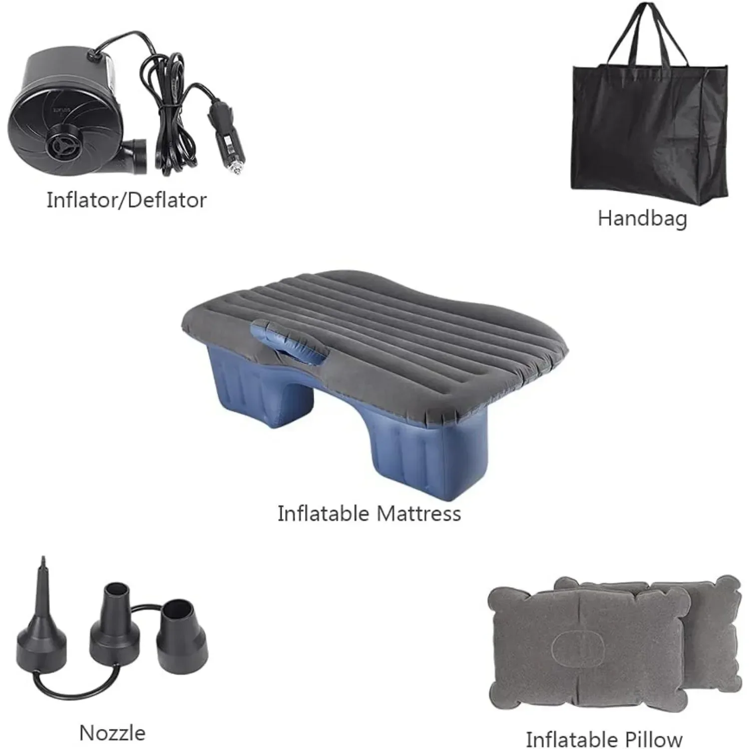 Dependable Inflatable Car Bed Camping Mattress SUV-Ready Portable Air Couch for Travel Sleeping w 2 Air Pillows Black SPECIFICATIONS Exceptional