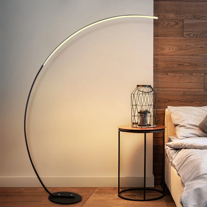 Breathable Modern Arc LED Floor Lamp with Curved Light Design Green
