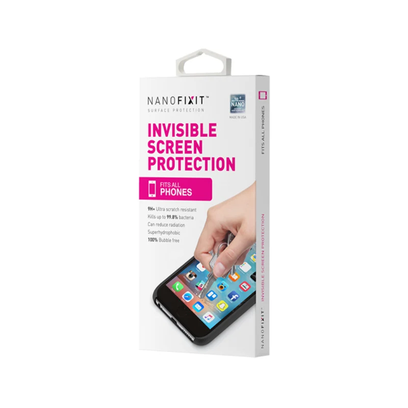 Elegant NANOFIXIT Invisible Screen Protection Fits All Phones Antibacterial Shield Original Design