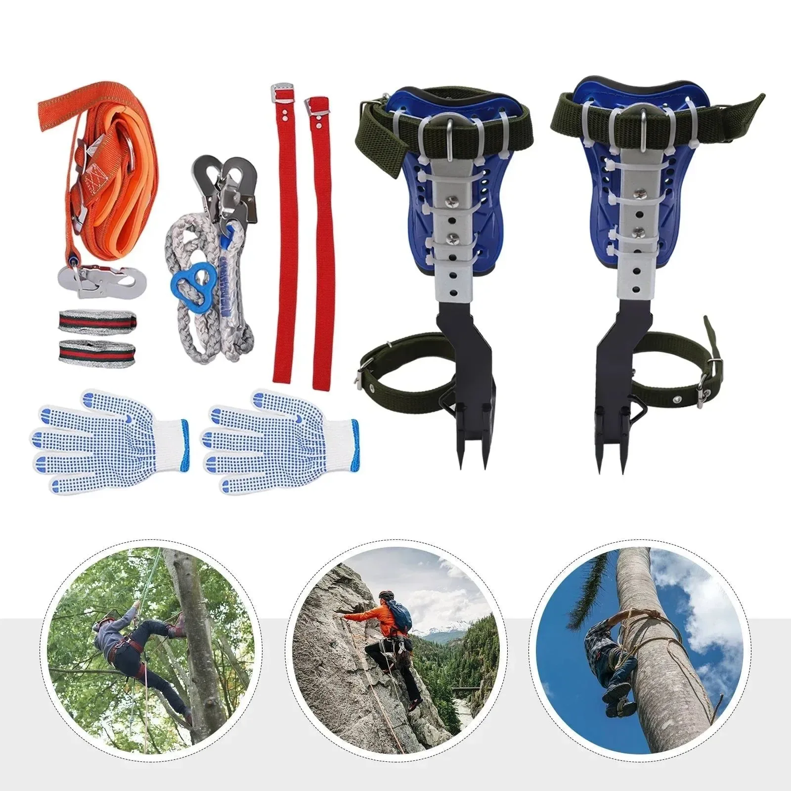 Optimized Professional Tree Climbing Spike Kit – Adjustable Safety Belt Lanyard for Arborists Authentic