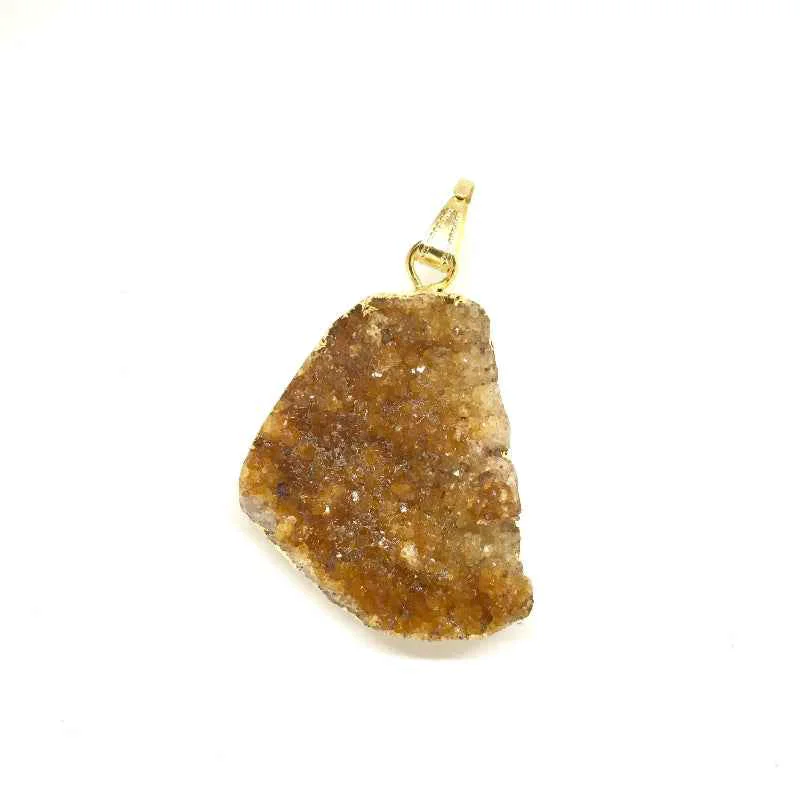 Stylish Natural stone pendant necklace gold chain Irregular crystal design Dependable