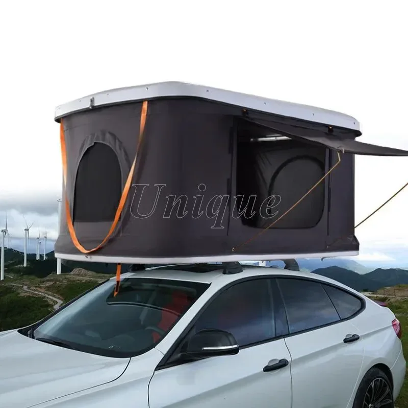 Safe Hardshell Roof Top Tent for SUV – Waterproof Foldable Car Camping Awning with Ladder Lamp Solid