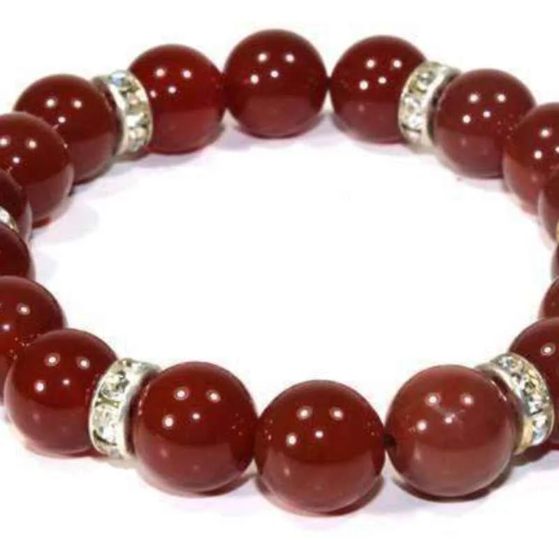 Trendy Red Beaded Bracelet Silver Spacer Accent Design Selected