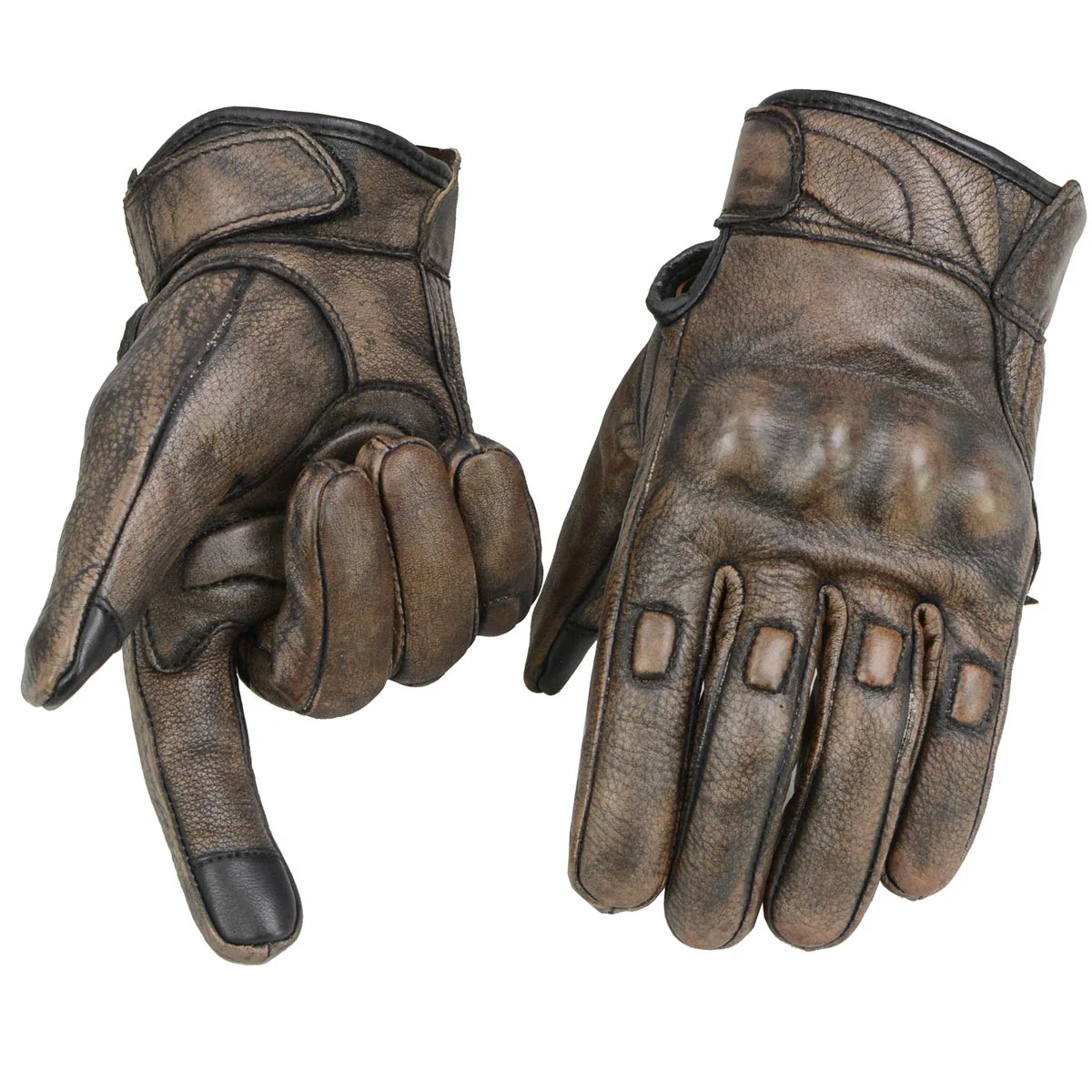 Flexible Milwaukee Leather MG7514 Men’s Brown Leather with Gel Palm Motorcycle Gloves W Protective Knuckle Soft