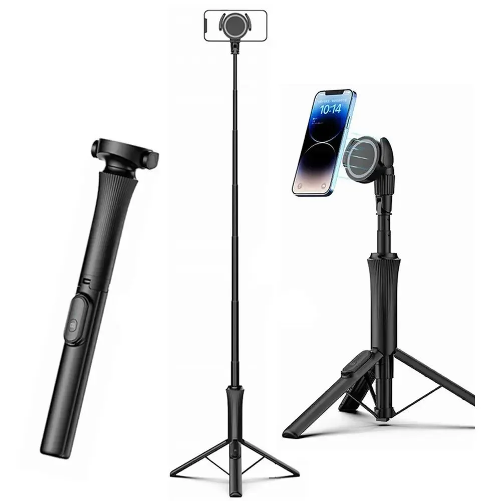 Elegant Magnetic Selfie Stick Tripod w Remote – Extendable to 59 for MagSafe Excellent