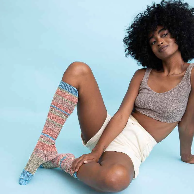 Exceptional Multicolor Knit Long Socks Stretch Comfortable Casual Wear Fine