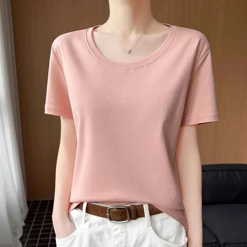 Elite Soft Pink Basic T-Shirt for Women Long-Lasting