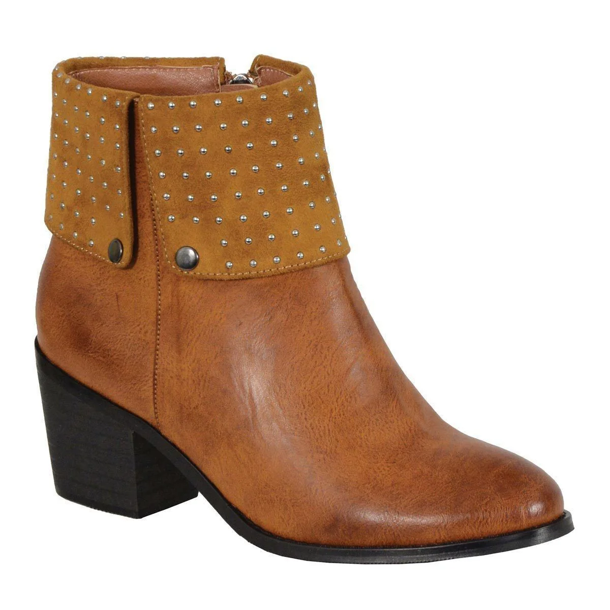 Fashionable Milwaukee Leather MBL9401 Women’s Short Cognac Round Toe Boots with Inside Zipper Versatile