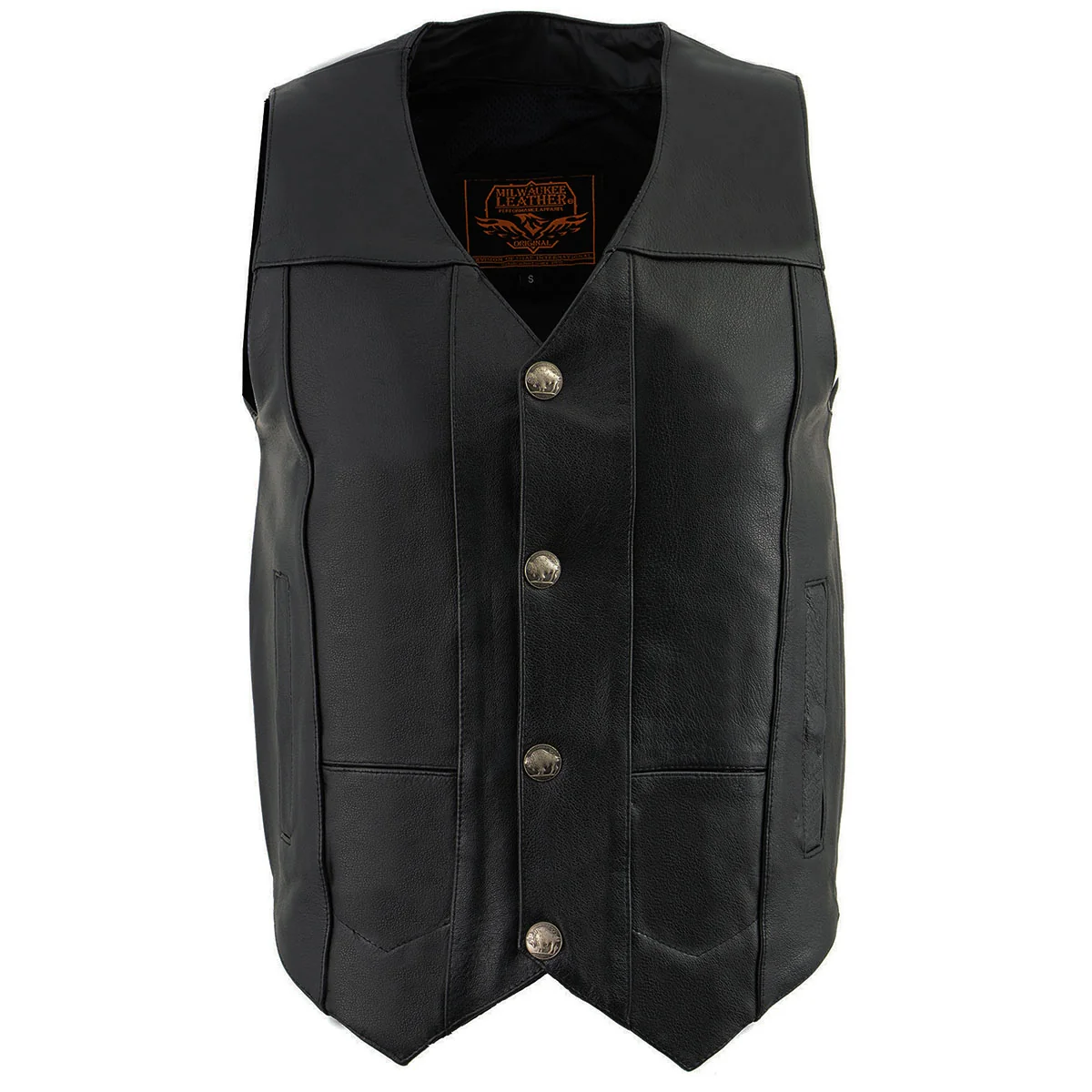 Specialty Milwaukee Leather LKM3702 Men’s Black Western Style Leather Motorcycle Vest with Buffalo Snaps Sustainable