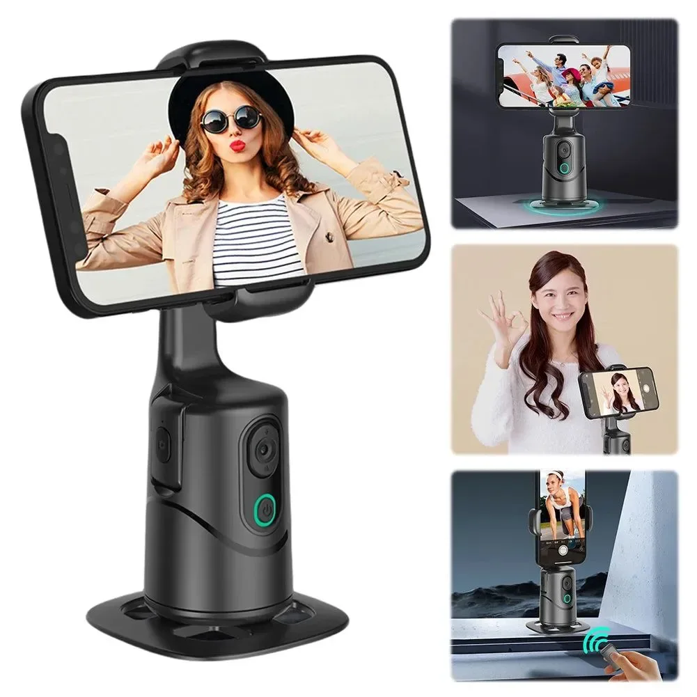 Natural 360° Auto Face Tracking Phone Tripod with Gesture Control Fill Light – Smart Stabilizer for TikTok Live Streaming and Video Recording Green