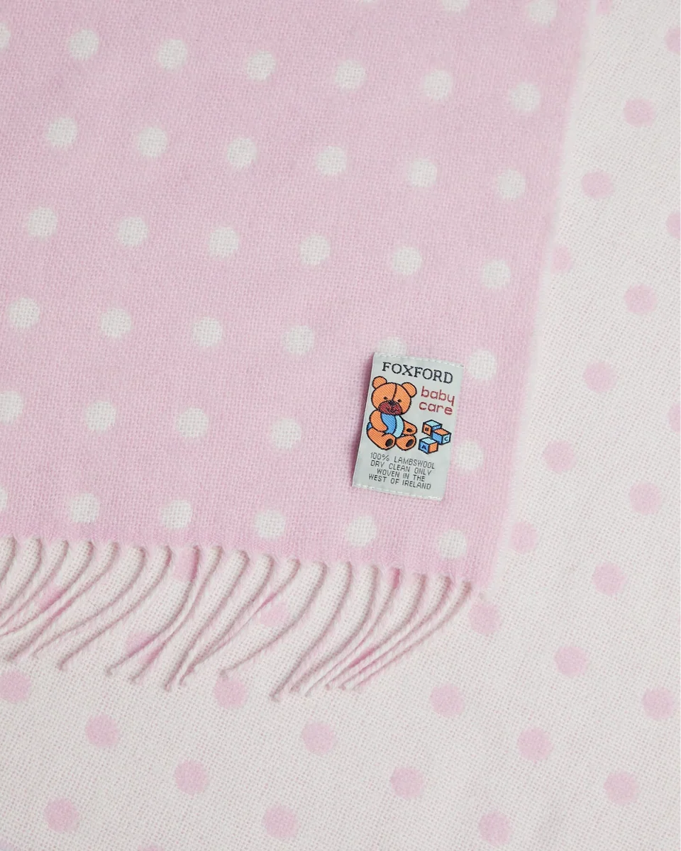 Safe Foxford Pink Spot Lambswool Baby Blanket Durable