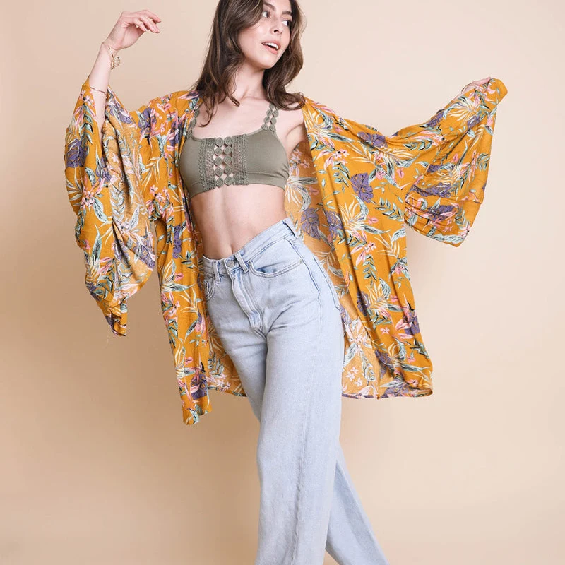 Convenient Women Stylish Printed Kimono Cardigan Lightweight Summer Cover Up Minimalist