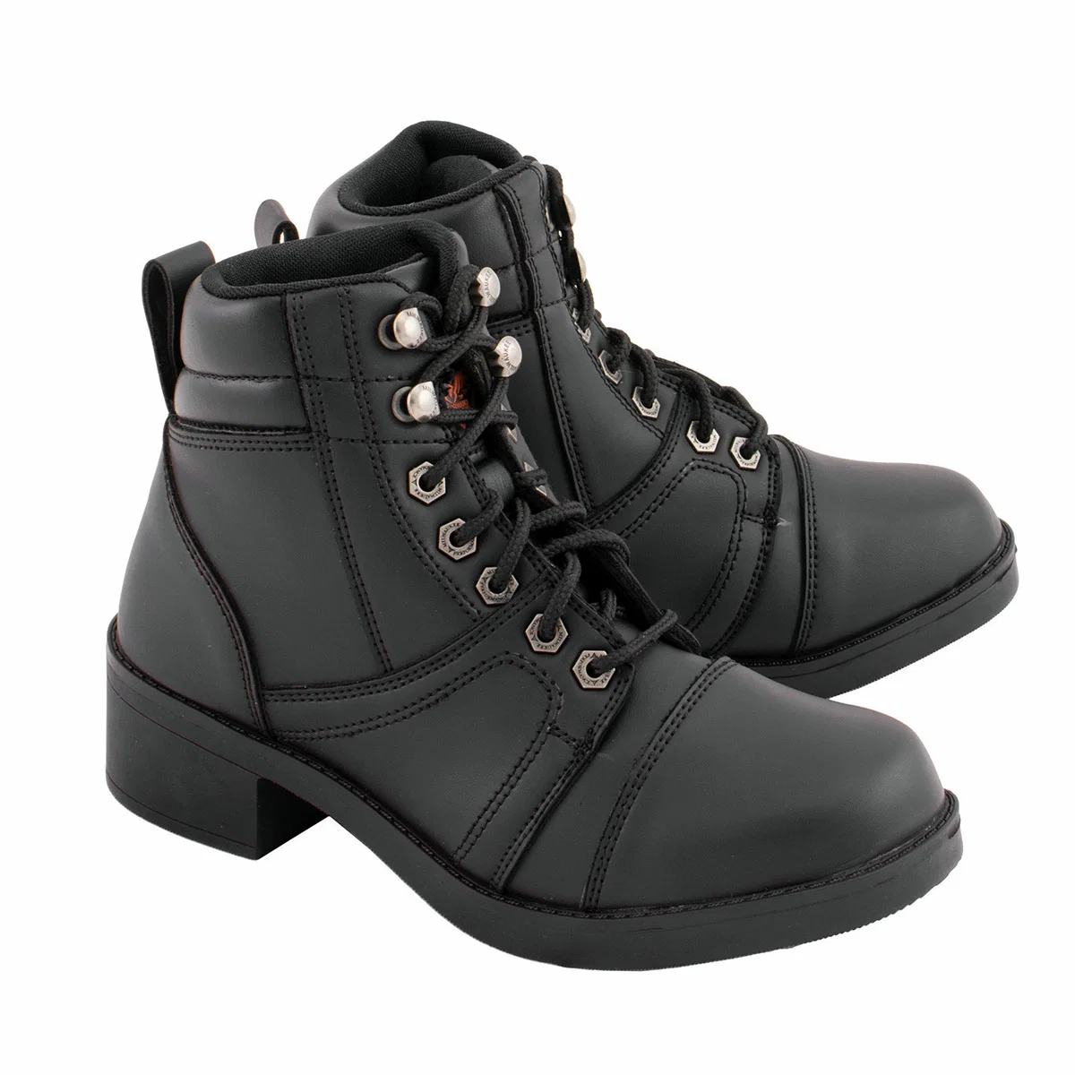 Certified Milwaukee Leather MBK9285 Boys Black Lace-Up Biker Style Boots Long-Lasting