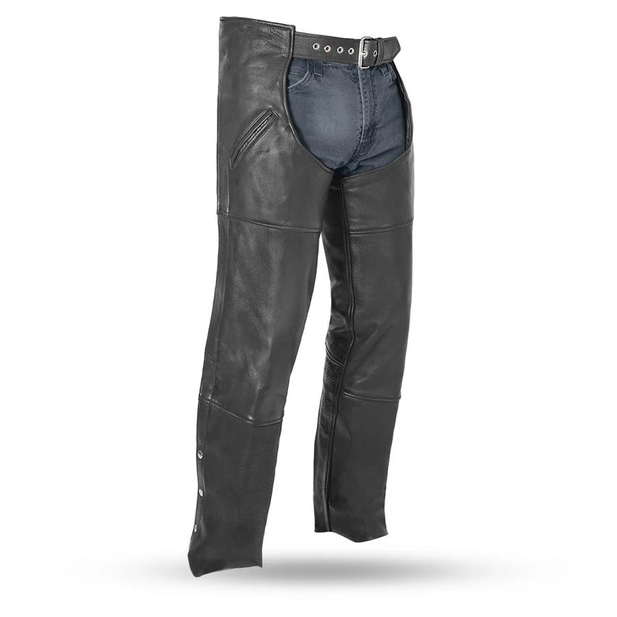 Pure First Manufacturing FMM830BM Unisex Nomad Black Leather Motorcycle Chaps World-Class
