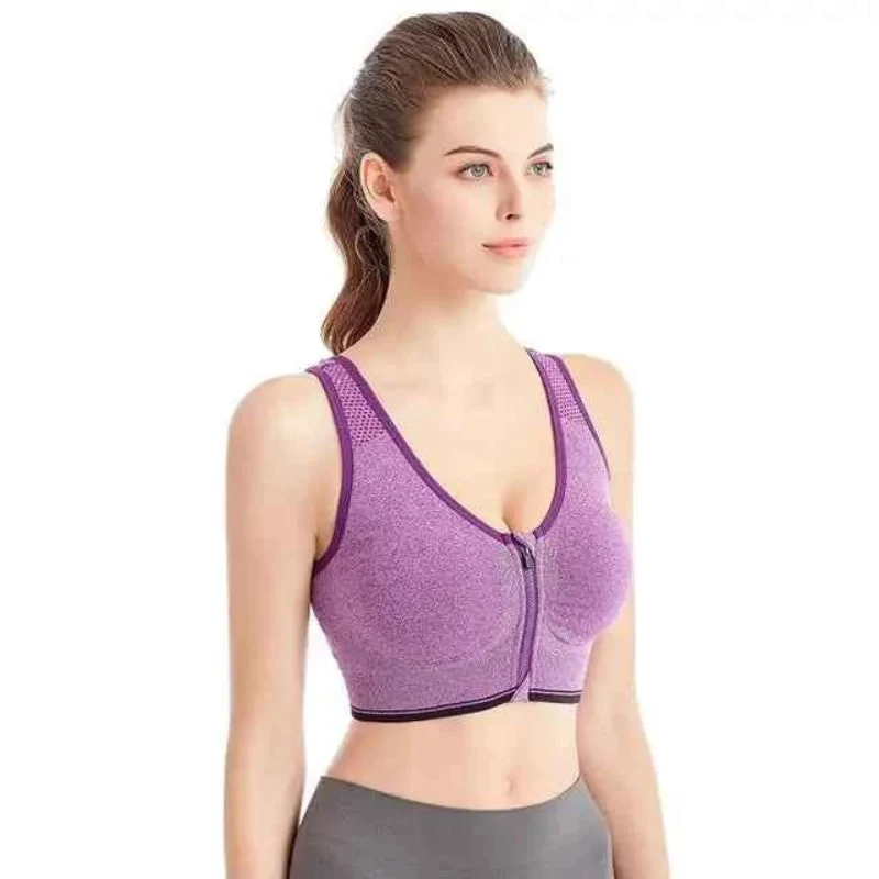 Refined Flint s Zip Front Sports Bra – Wireless Workout Crop Bra for Women Quality