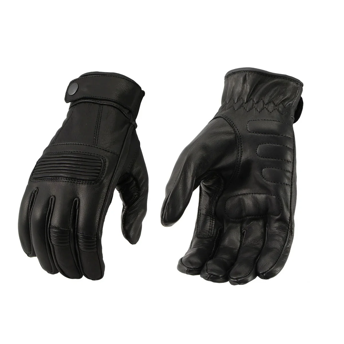 Classic M Boss Motorcycle Apparel BOS37538 Men’s ‘Flex Knuckles’ Black Premium Leather Riding Gloves with Gel Palm Minimalist