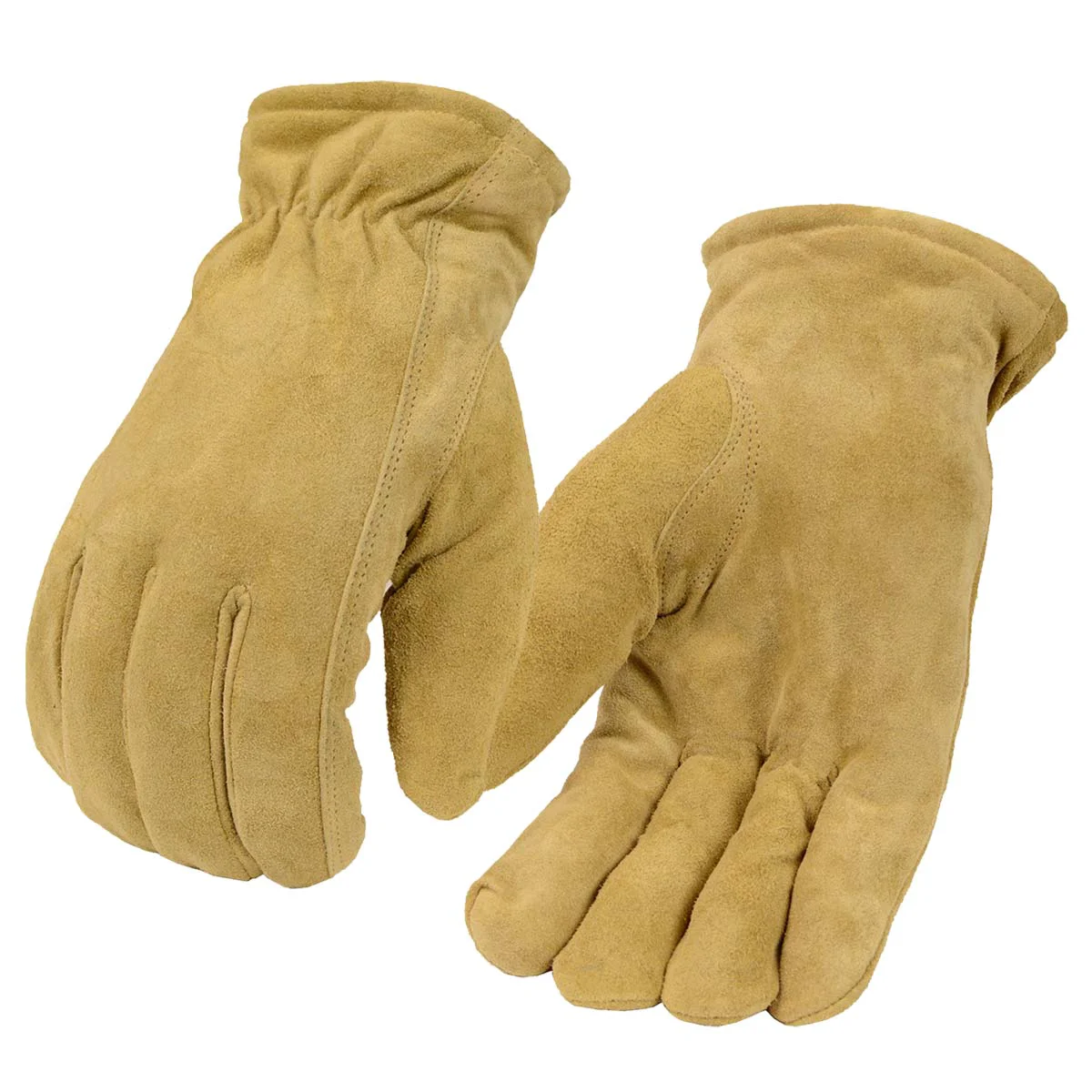 High-End M-Boss Motorcycle Apparel BOS37552 Men’s Sand Color Thermal Lined Gloves Made of USA Deer Suede Smooth