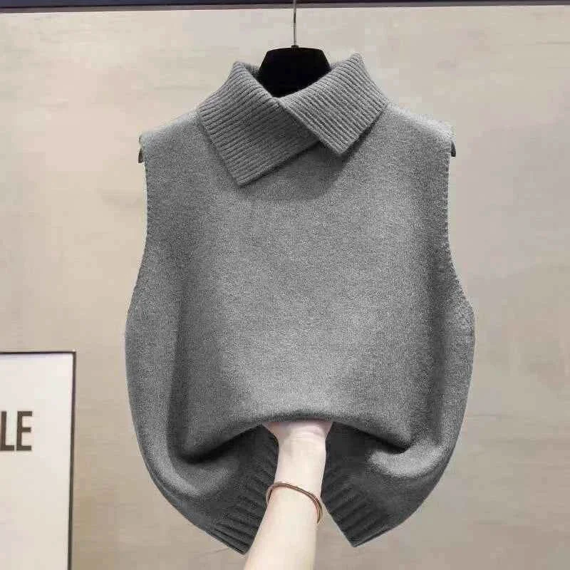 Exceptional Knitted Sleeveless Turtleneck Vest – Stylish Casual Wear for Women Multi-Color Options Functional
