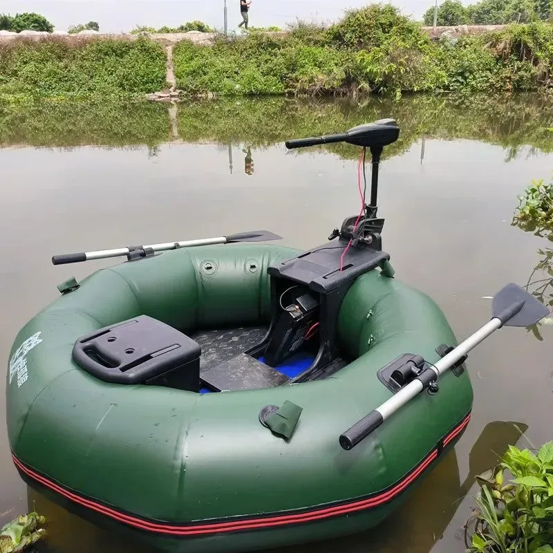 Contemporary 2-Minute Foldable Inflatable Fishing Boat with Electric Motor Port 250kg Capacity Solo Pontoon Raft Trendy