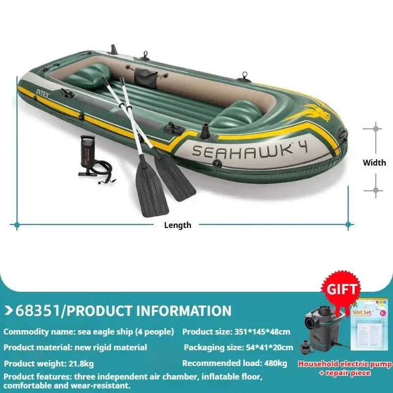 Unique Heavy-Duty 1-3 Person Inflatable Boat Fishing Dinghy with Detachable Seats Foldable Kayak Design Effective
