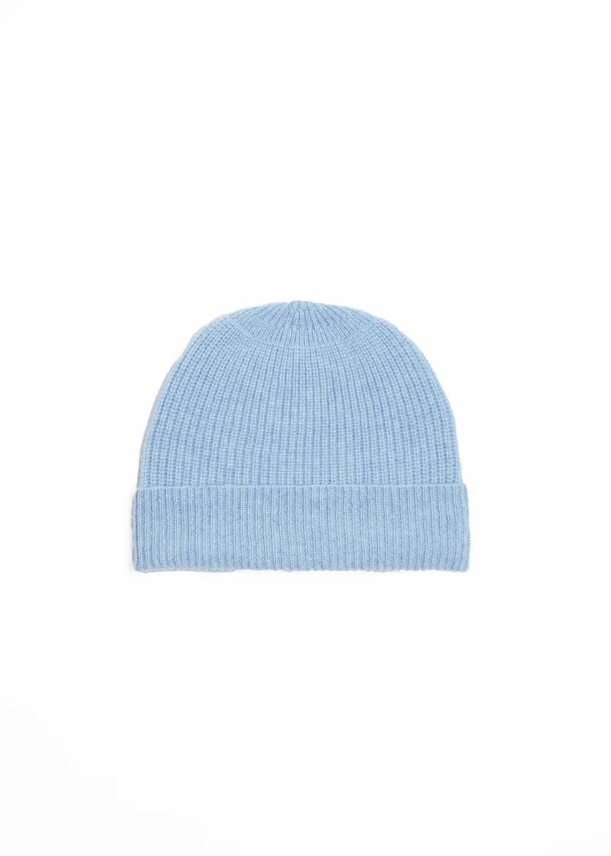 Healthy Foxford Blue Ribbed Cashmere Beanie Trusted