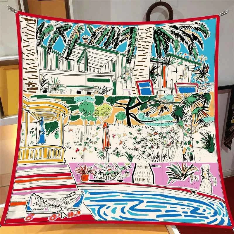 Convenient Set of 8 Silk Scarves – Colorful Artistic Prints for Women Reliable