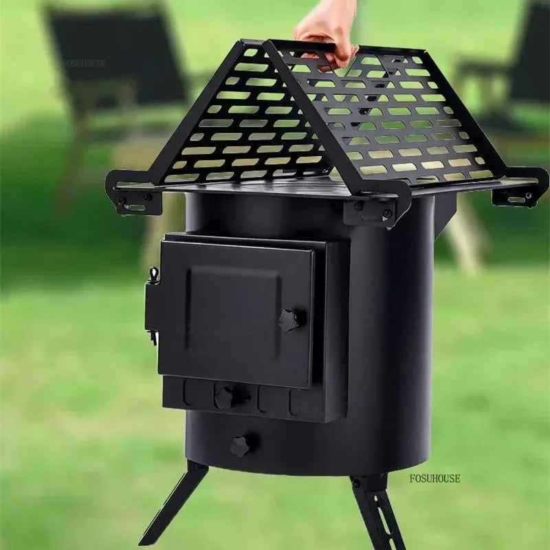 Enhanced Mobile Wood Burning Heater Stove for Indoor Outdoor Use – Portable Heating with Cooking Top Exclusive