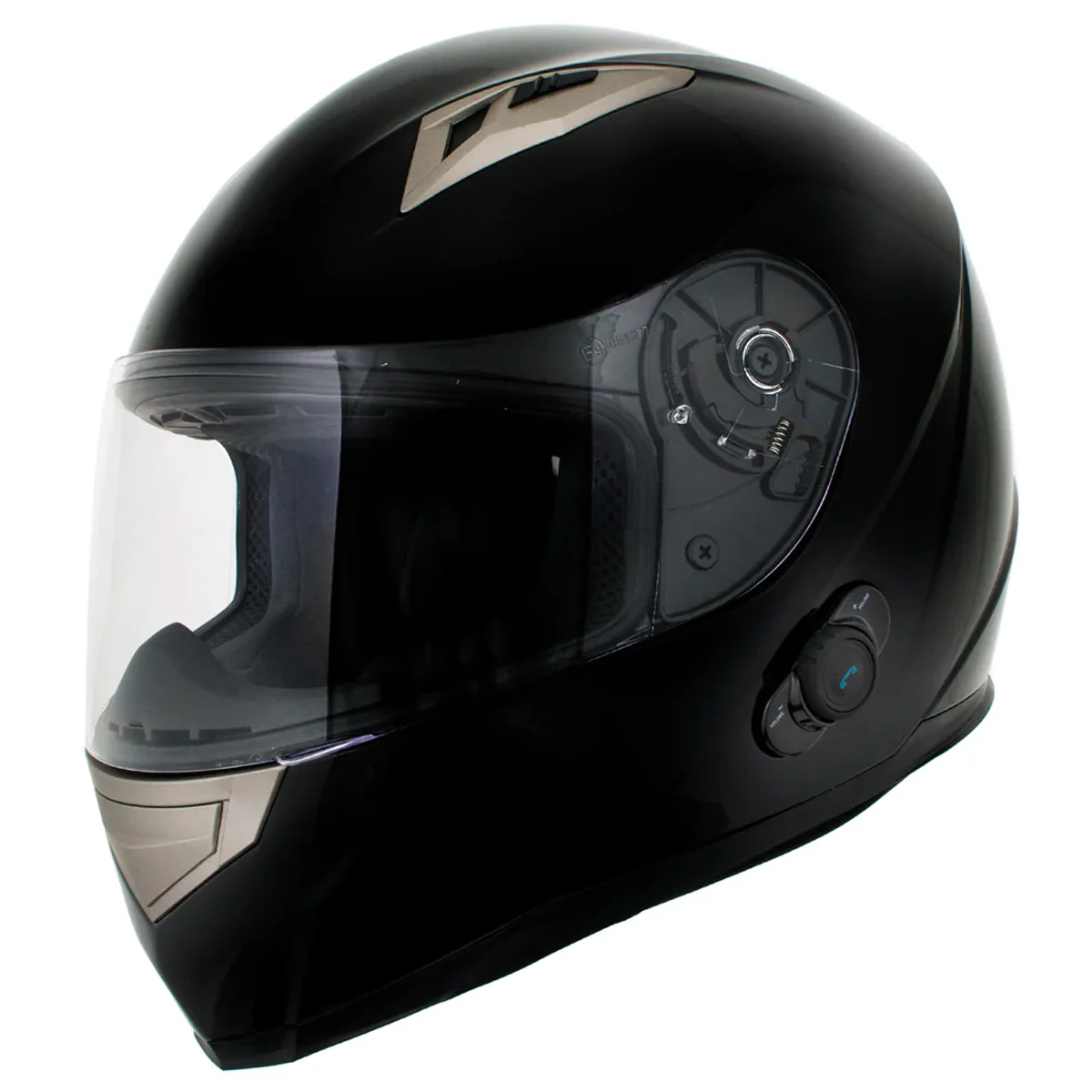 Durable Milwaukee Helmets H510 Gloss Black Chit-Chat Full Face Wireless Motorcycle Helmet-Stream Music-Phone Calls High-End
