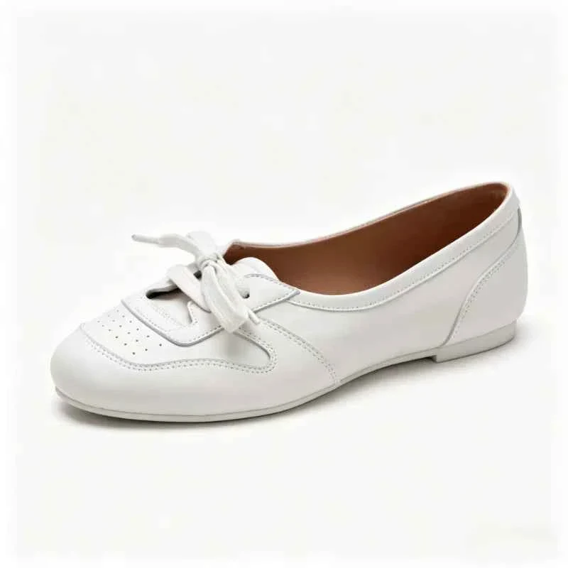 Healthy Women s Lace-Up Ballet Flats with Round Toe Low Flat Sole Sophisticated