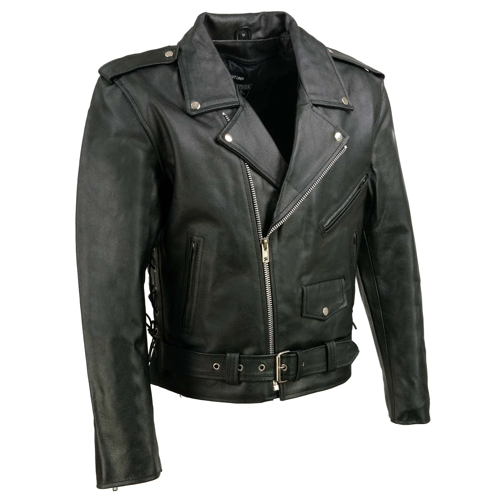 Top-Quality Event Leather EL5411 Men’s Black Classic Side Lace Motorcycle Leather Jacket – Motorcycle Riding Jackets Premium Material