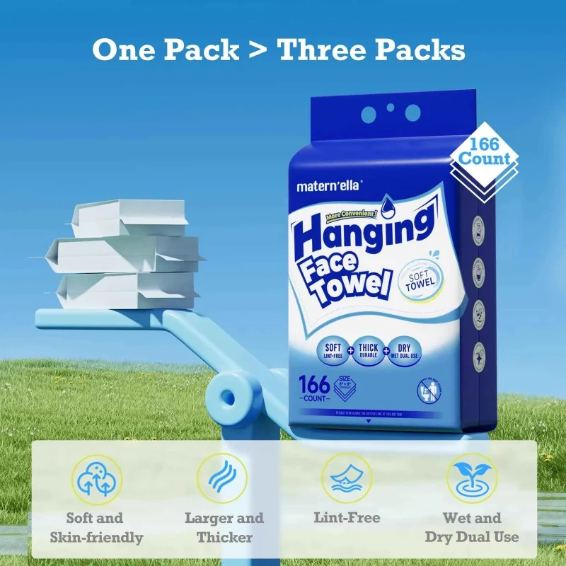 Superior Matern’ella Hanging Face Towel – Blue Pull-Out Face Towel Pack Healthy