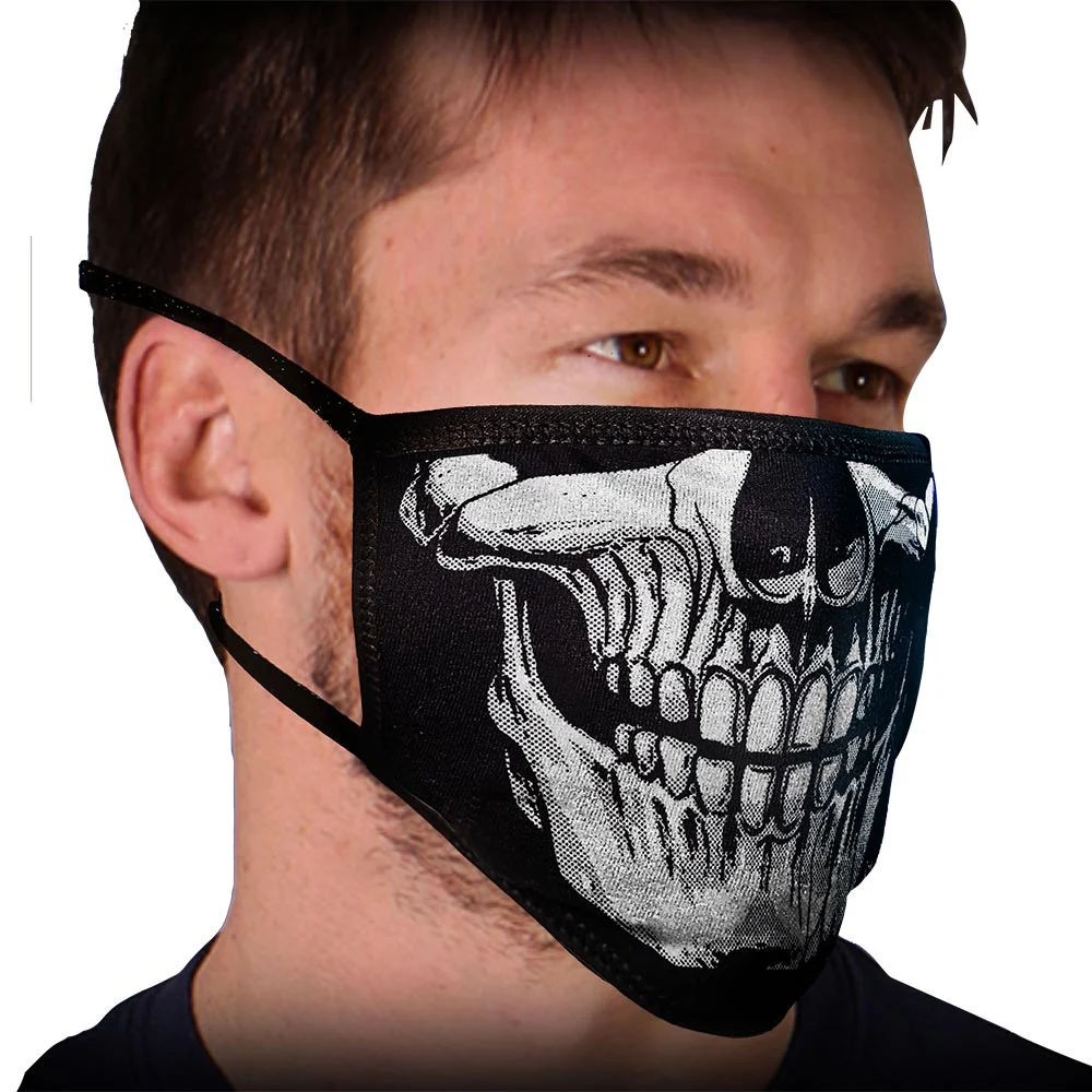 Traditional Milwaukee Leather FMD1013 Men’s ‘Skull Face’ 100 Cotton Protective Face Mask with Optional Filter Pocket Easy-to-Use