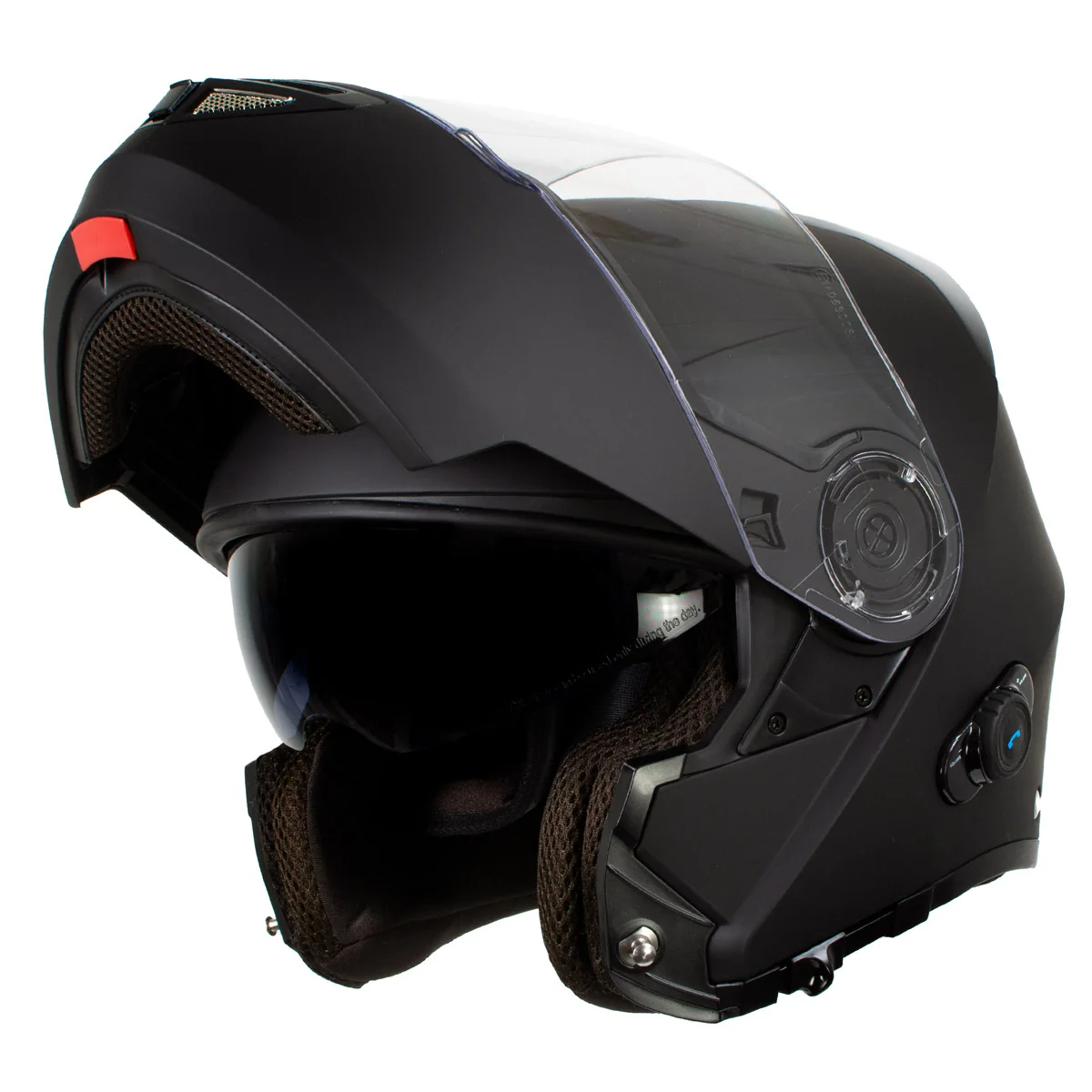 Excellent Milwaukee Helmets H7005 Flat Black Mayday Modular Full Face Wireless Motorcycle Helmet-Stream Music-Phone Calls Exceptional