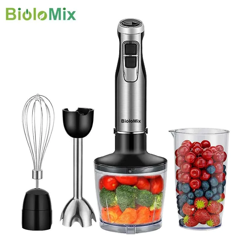 Healthy BioloMix 4-in-1 1200W Immersion Hand Stick Blender with Chopper Whisk Smoothie Cup and US Plug Authentic