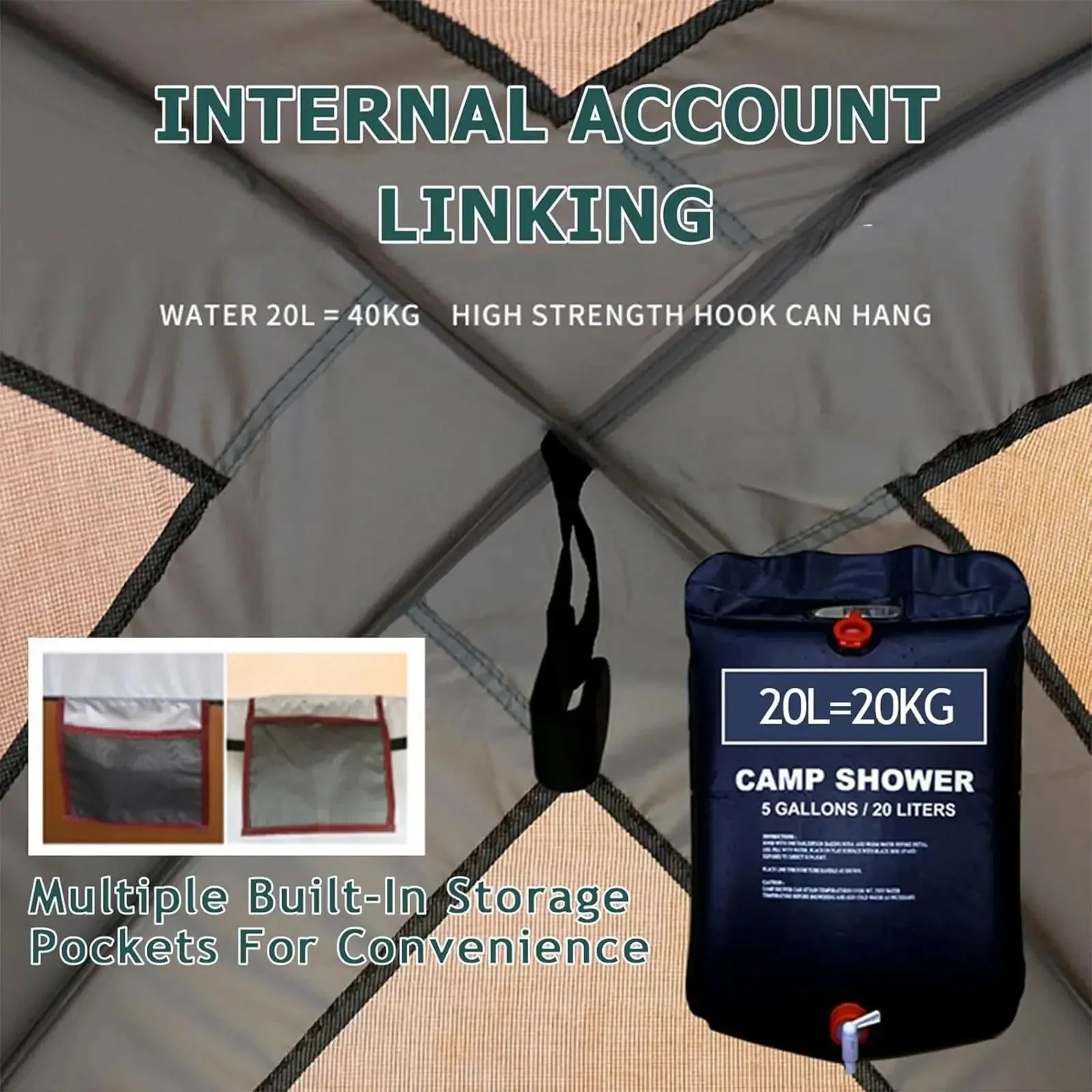 Flexible Double Layer Pop-Up Shower Tent Instant Privacy Shelter for Camping Beach Toilet Solid