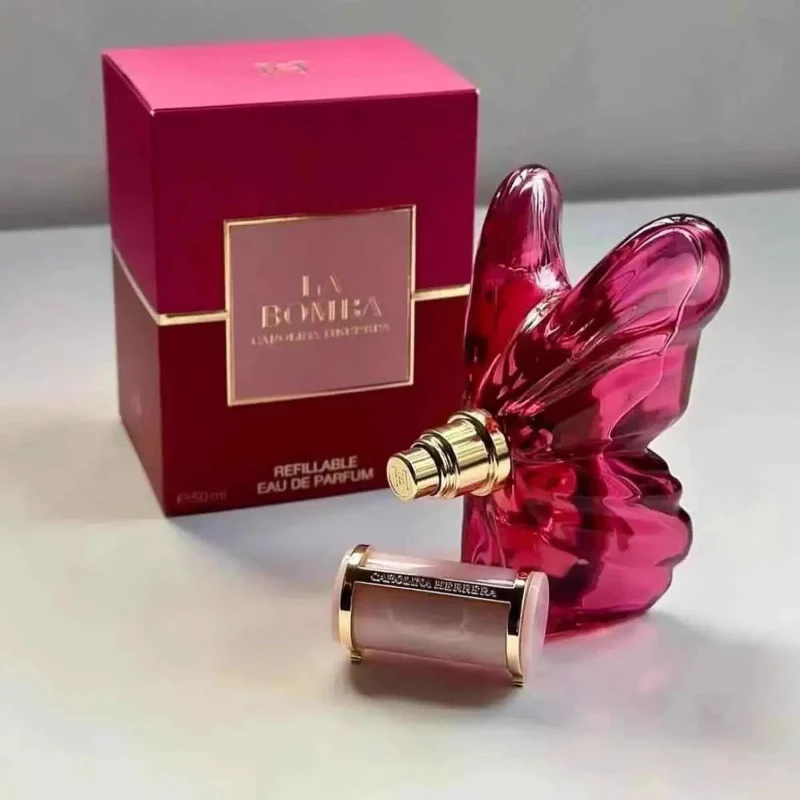Natural CAROLINA HERRERA LA BOMBA Refillable Eau De Parfum – Pink Butterfly Perfume Bottle Optimized