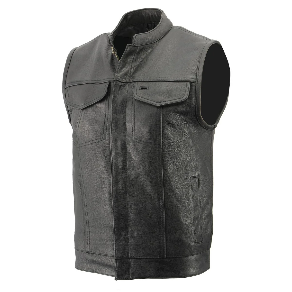 Organic Men s Premium Cowhide Leather Club Style Motorcycle Biker Riding Vest BZ6410 High-End