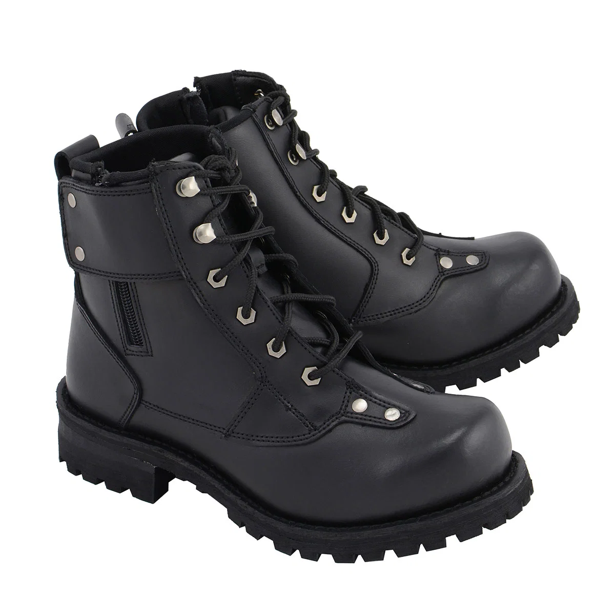 Premium Material M Boss Motorcycle Apparel BOS49007 Men’s 7 Inch Black Outlaw Leather Motorcycle Boots Minimalist