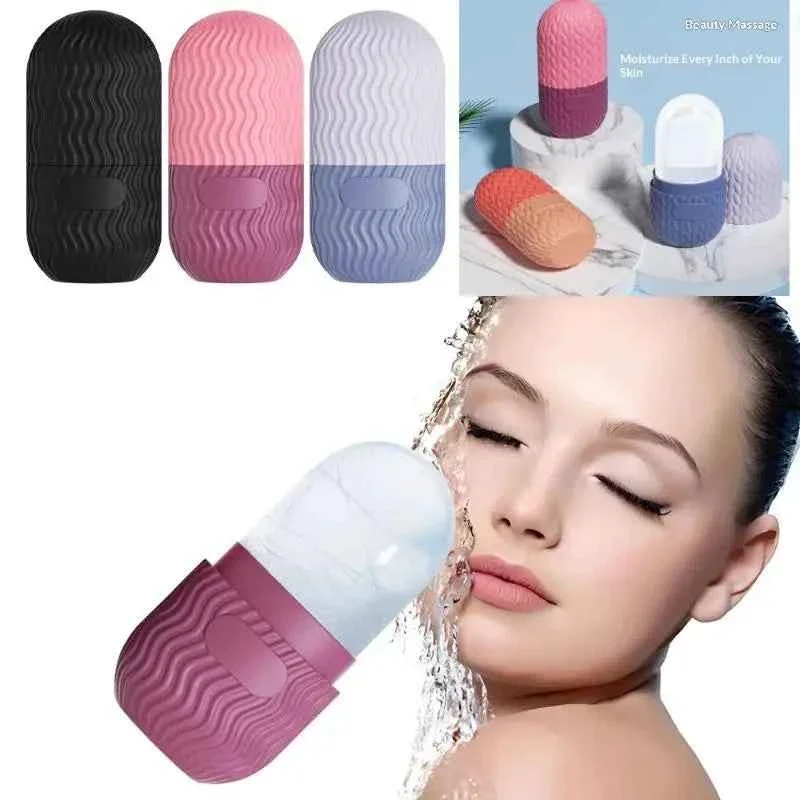 Recyclable Silicone Cube Tray Shape Facial Ice Roller Reusable Face Massage Roller Skin Care Tool Detailed