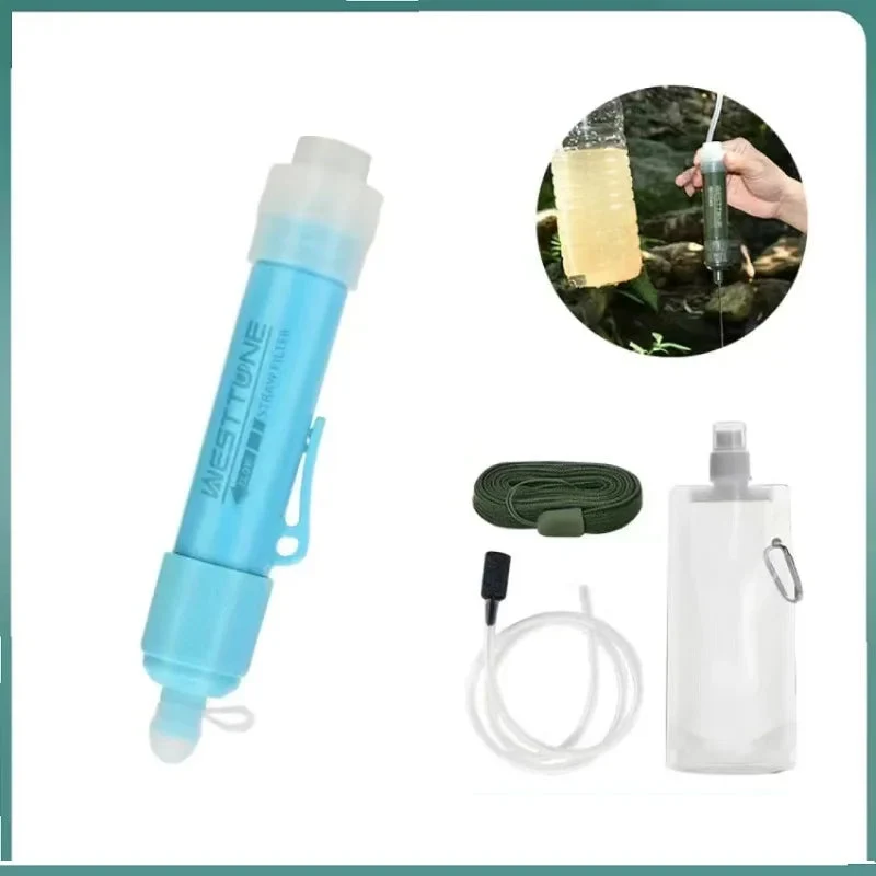 Solid Portable Water Filter for Camping Hiking – 0.01 Micron Backpacking Water Purifier with Squeeze Bag Efficient