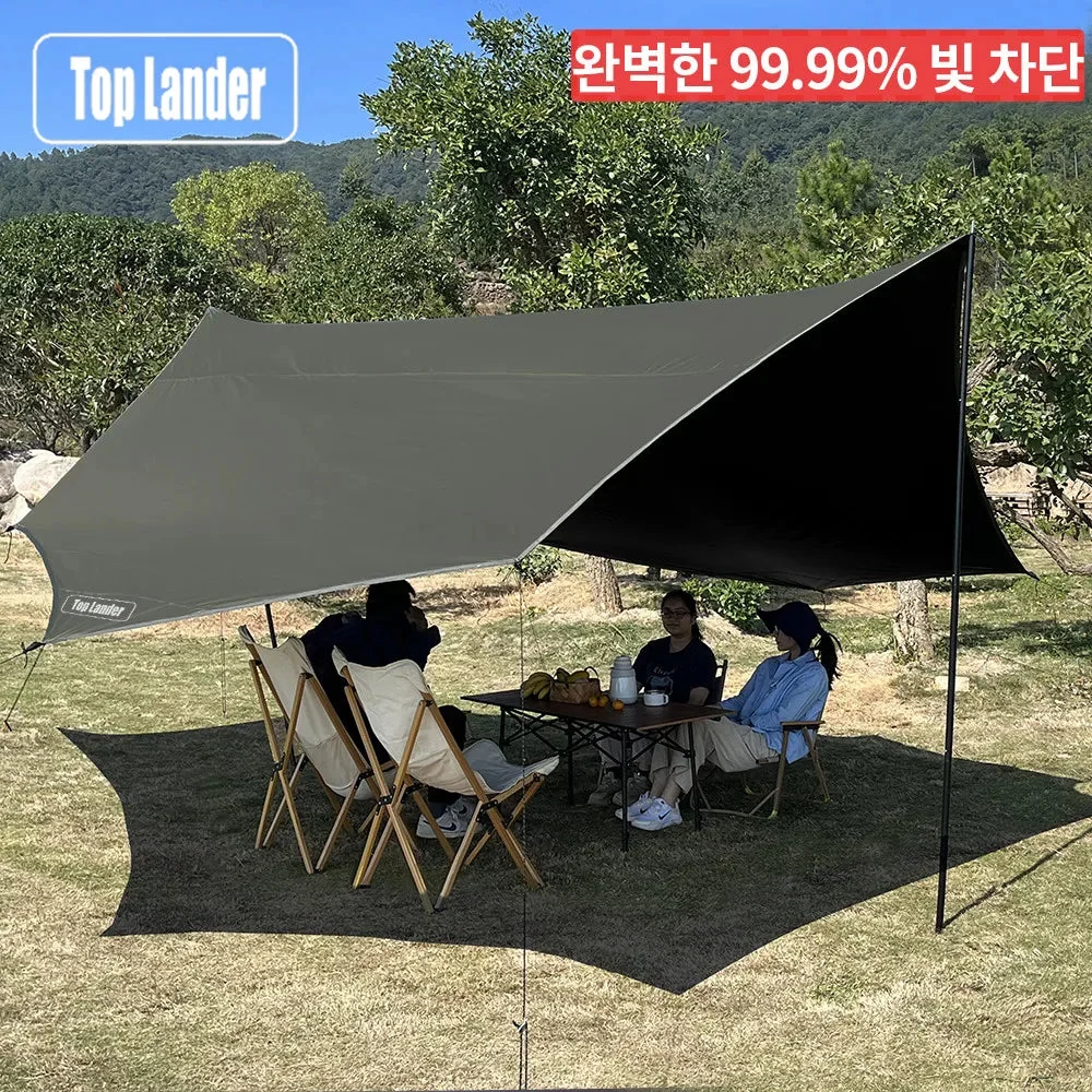 Comfortable Large Waterproof Camping Tarp 5.1×5.1m – Black Coated Sun Shelter Canopy for Outdoor Camping Shade Trendy