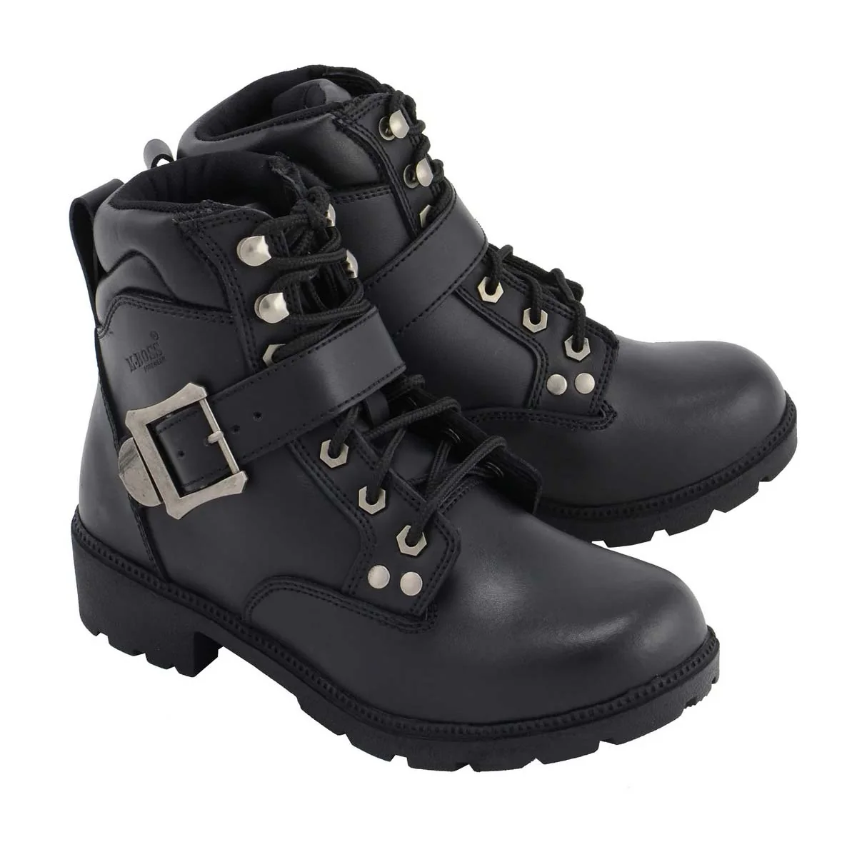 Secure M Boss Apparel BOS49301 Women’s 7-Inch Black Road Captain Leather Motorcycle Boots Reusable