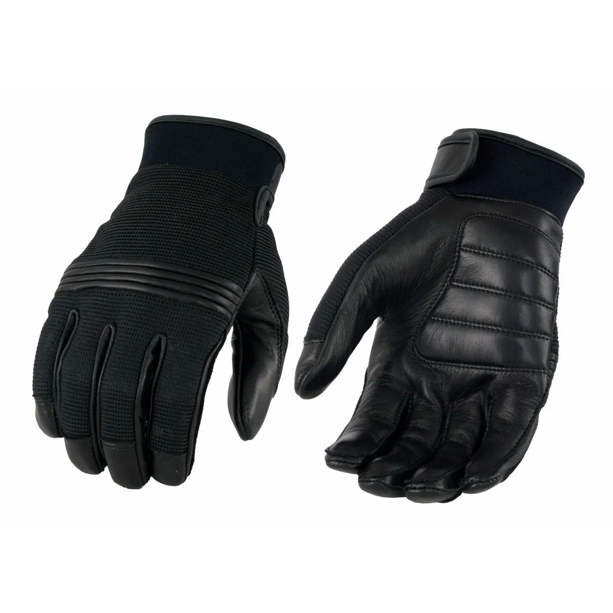 Green M Boss Motorcycle Apparel BOS37530 Men’s Black Leather with Perforated Mesh Racing Gloves Proven