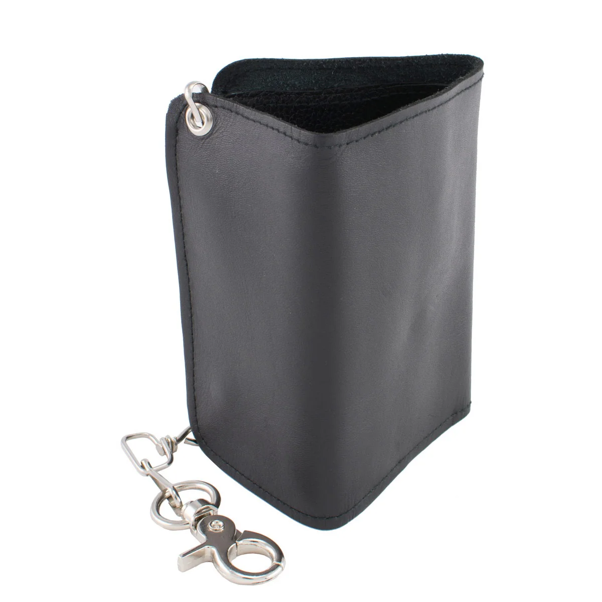 Solid Milwaukee Leather MLW7820 Men’s Black Leather Tri Fold Wallet with Steel Chain Traditional